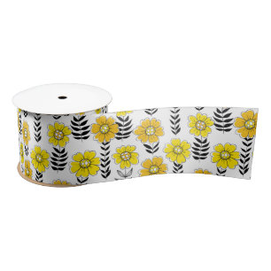 Ruban En Satin Daisy dooda en jaune et noir
