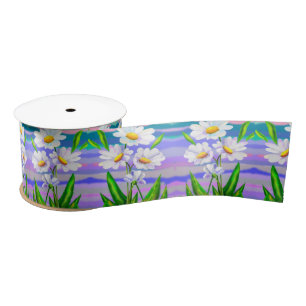 Ruban En Satin Daisy Flowers Satin Ribbon Spring Cadeau