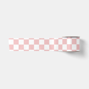 Ruban En Satin Damier Rose Bébé Minimal