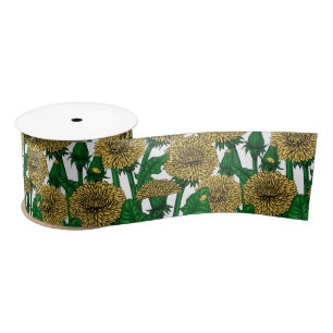 Ruban En Satin Dandelions sur blanc