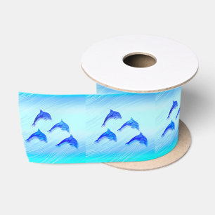 Ruban En Satin dauphins en saut