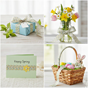 Ruban en satin de fleurs pastel