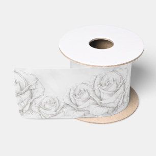 Ruban En Satin Décoratif vintage Rose Floral Gris