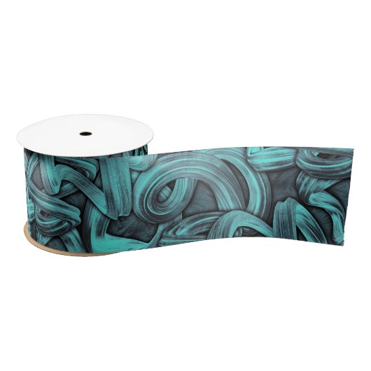 Ruban En Satin deep thought - black and teal : (Bobine)