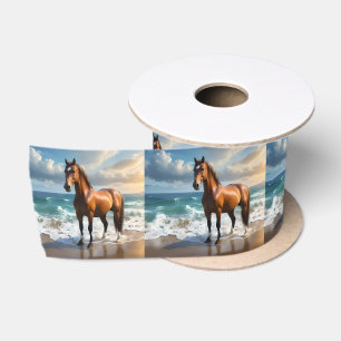 Ruban En Satin **"Démarche majestueuse : fier cheval brun sur la 