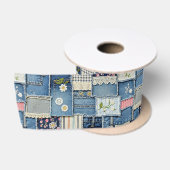 Ruban En Satin Denim Patchwork (Bobine)