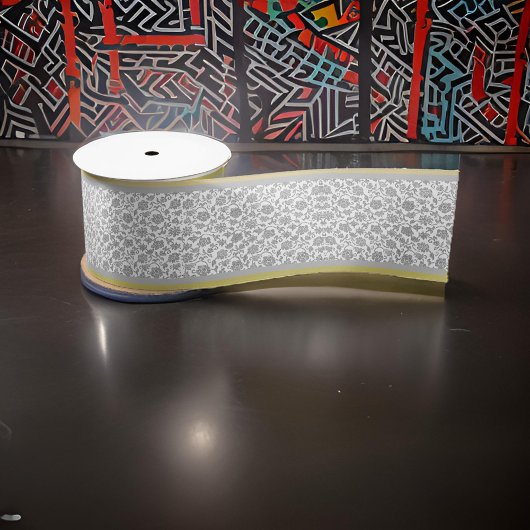 Ruban En Satin Dentelle florale gris argenté Silver Gold Trier