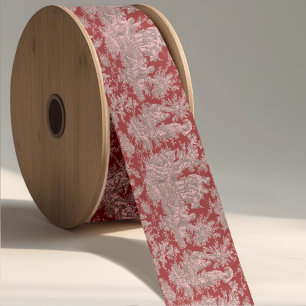 Ruban En Satin Design élégant vintage rouge rose Toile de Jouy