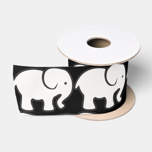 Ruban En Satin Design éléphant blanc (Bobine)