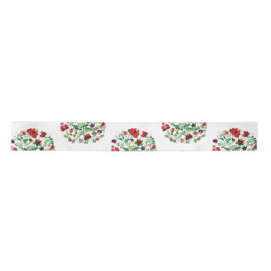 Ruban En Satin Design floral Folk Peint à la main