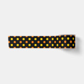 Ruban En Satin Design Orange Jaune Sur Fond Noir À Points (Devant)