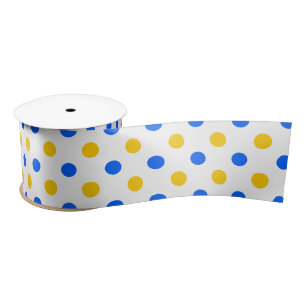 Ruban En Satin Dessin à points blancs bleus jaunes 