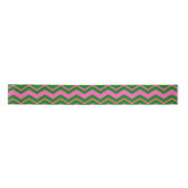 Ruban En Satin Dessin chevron zigzag vert rose (Devant)