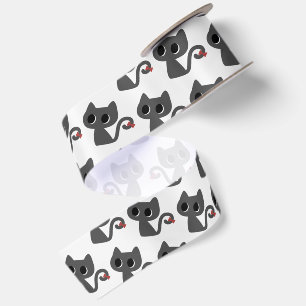 Ruban En Satin Dessin de chat noir adorable