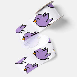 Ruban En Satin Dessin d'oiseau violet mignon