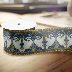 Ruban En Satin Deux cygnes Art nouveau décor vintage de Walter Cr
