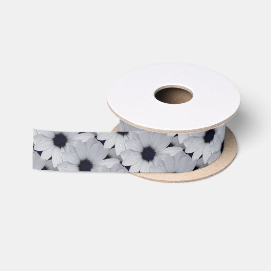 Ruban En Satin deux fleurs blanches (Bobine)