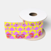 Ruban En Satin Deux fleurs roses (Bobine)