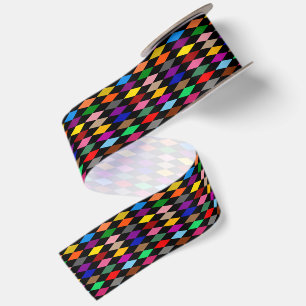 Ruban En Satin Diamants Harlequin Colorés Design Noir