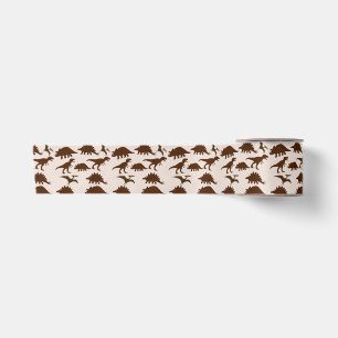 Ruban En Satin Dinosaures Bruns