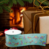 Ruban En Satin Dinosaures de Noël à Santa Hats