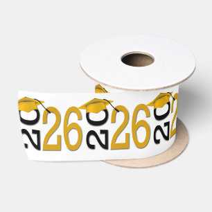 Ruban En Satin Diplômé 2026 Chapeaux dorés sur fond noir