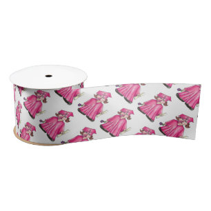 Ruban En Satin Diplôme d'études de Casquette rose