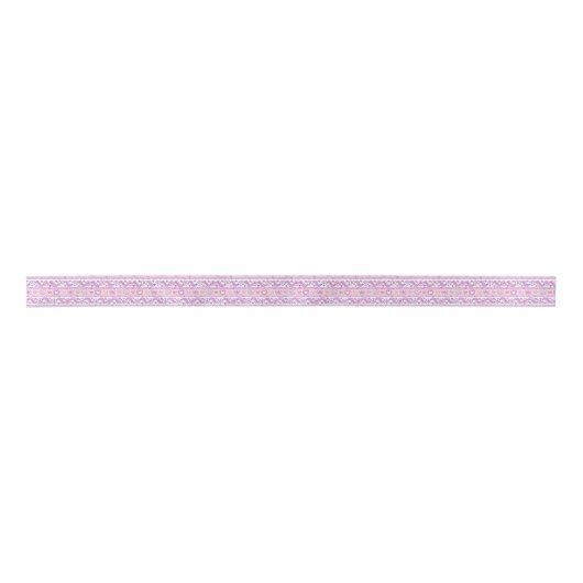 Ruban En Satin Doodle art coeurs fleurs à motif pastel violet (Devant)