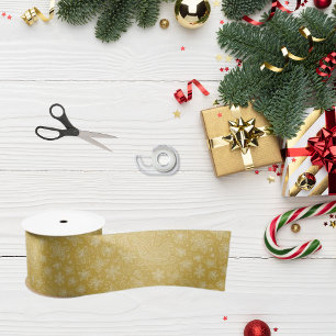Ruban En Satin Doodle d'or Motif de nuit de Noël