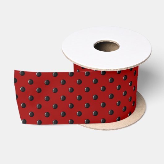 Ruban En Satin Dots-rouges-et-noirs-ladybug (Bobine)