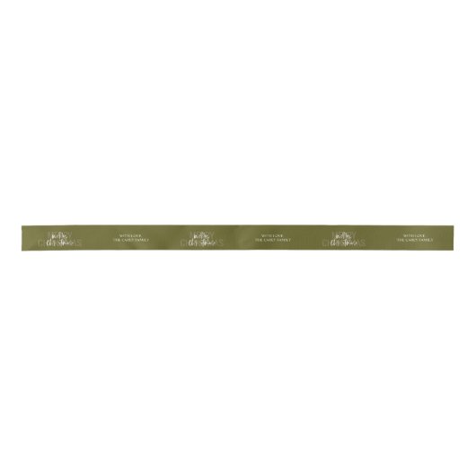 Ruban En Satin Double moderne Joyeux Noël Vert Personnalisable (Devant)