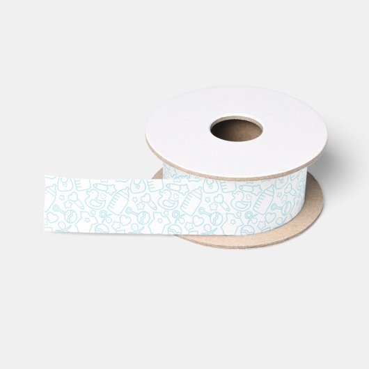 Ruban En Satin Douces arroses Bleu Blanc (Bobine)