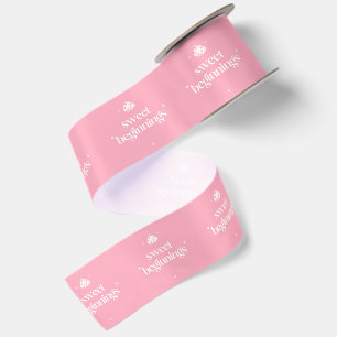 Ruban En Satin Douces Débuts Baby Shower Fille Rose Et Blanche