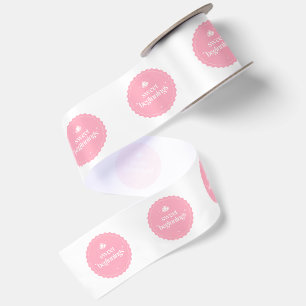 Ruban En Satin Douces Débuts Sceau de Baby Shower Rose et Blanc