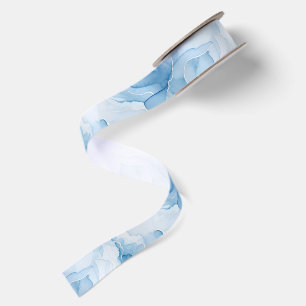 Ruban En Satin Douceur Abstraite de Mariage en Bleu