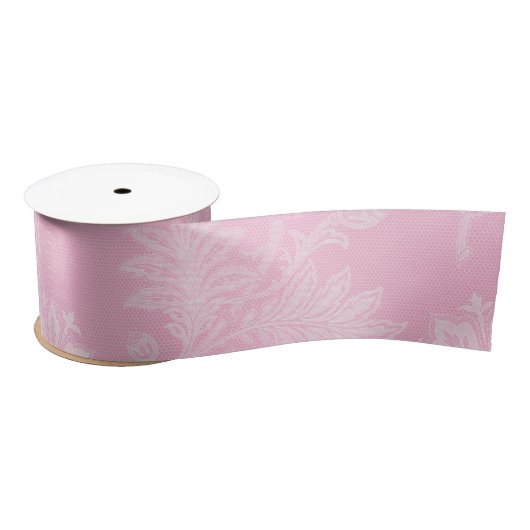 Ruban En Satin Douche de mariée en dentelle florale rose (Bobine)