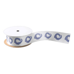 Ruban En Satin Dragon de coeur gris bleu sur blanc