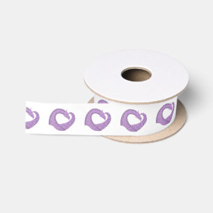 Ruban En Satin Dragon de coeur violet de lavande blanc