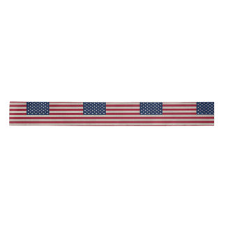 Ruban En Satin Drapeau américain patriotique sur tissu en lin