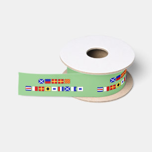 Ruban En Satin Drapeau de signalisation nautique Joyeux Noël Vert