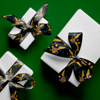 Ruban En Satin Drapeau des îles Vierges américaines, noir - 1,5 p