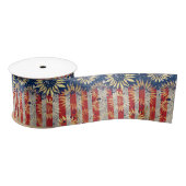 Ruban En Satin Drapeau et tournesols (Bobine)