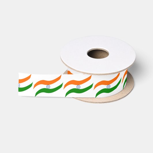 Ruban En Satin drapeau indien ondulant (Bobine)
