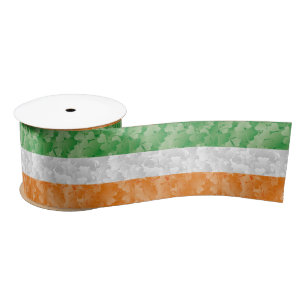 Ruban En Satin Drapeau irlandais avec motif shamrock