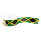 Ruban En Satin Drapeau jamaïcain à motif noir jaune vert (Bobine)