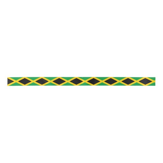 Ruban En Satin Drapeau jamaïcain à motif noir jaune vert (Devant)