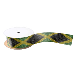 Ruban En Satin Drapeau jamaïcain - froissé
