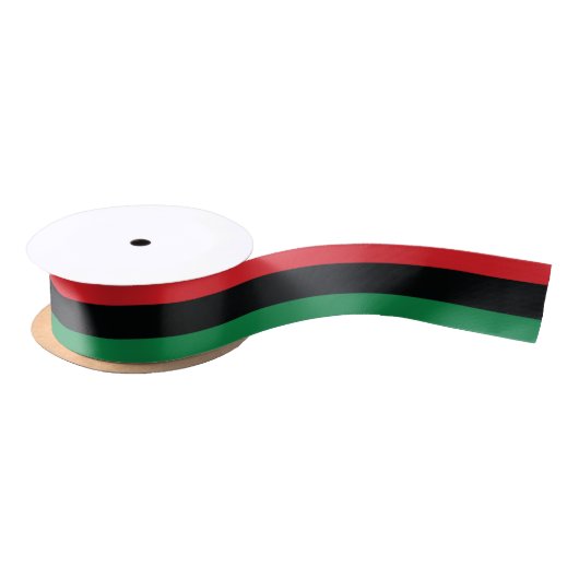 Ruban En Satin Drapeau rouge, noir et vert (Bobine)
