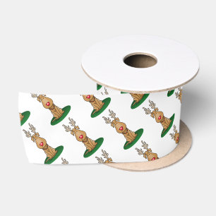 Ruban En Satin Drôle Jingle Ce Chien Rinde Du Nez Rouge Mignonne