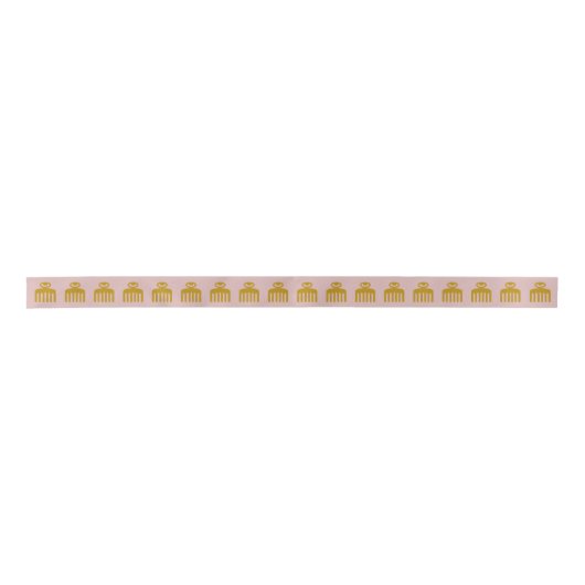 Ruban En Satin Duafe | Symbole Adinkra | Métallique Or foncé  (Devant)